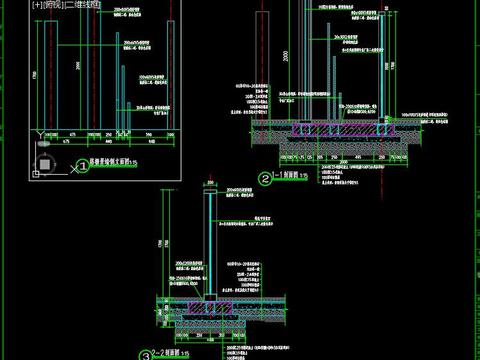  新中式文化景墙cad大样图 