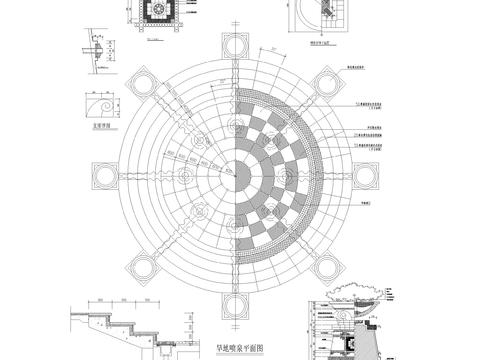  旱地喷泉详图cad大样图 
