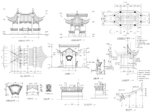  六角亭cad大样图 