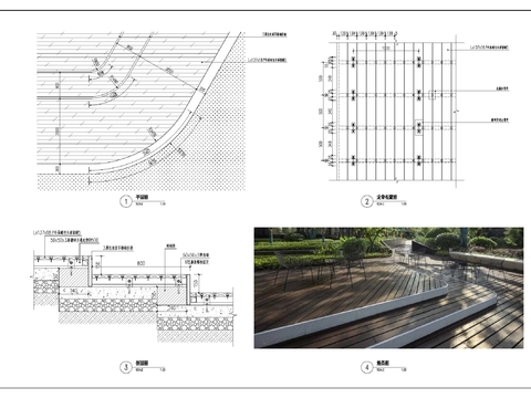  户外木平台cad大样图 