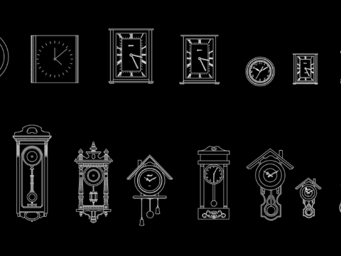  15个古典挂钟cad图库 