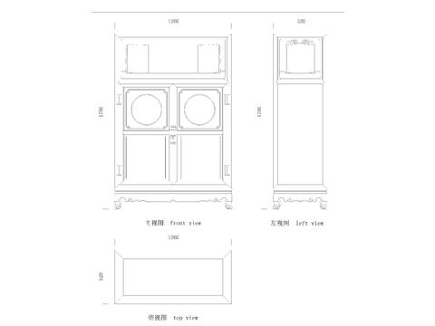  明紫檀直棂架格节点大样 