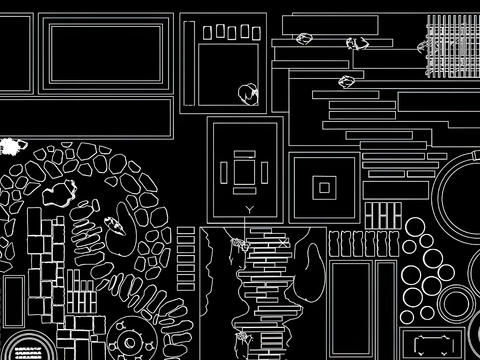  乡村道路铺装cad图库 