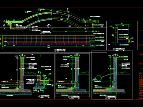  弧形景墙CAD施工图 