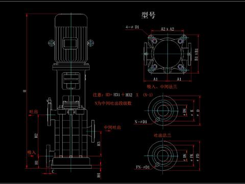  水泵cad大样图 