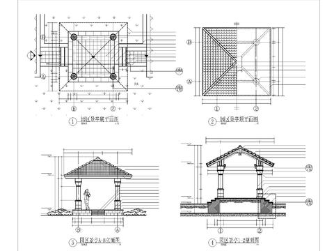  园区景亭cad大样图 