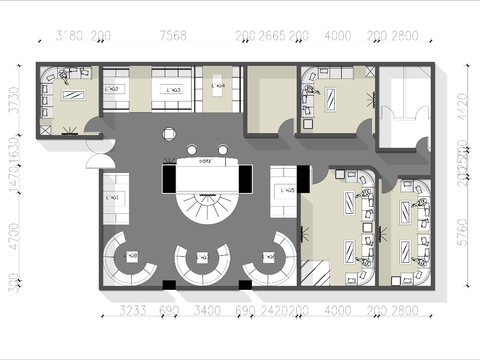  200㎡小酒吧cad平面图 