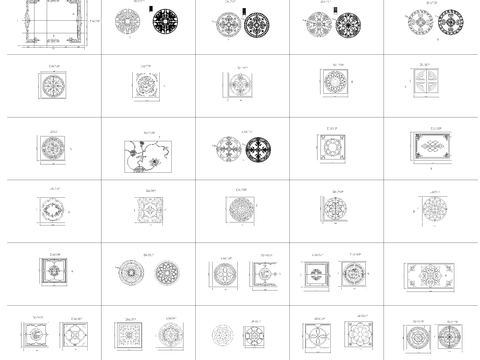  水刀图案地面拼花cad图库 