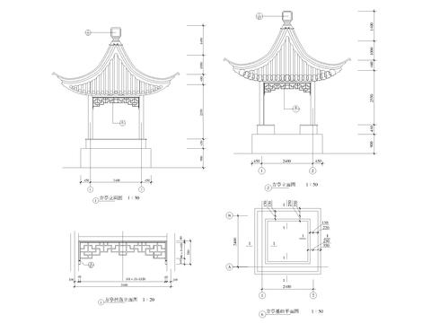  古亭 古建筑CAD节点大样 