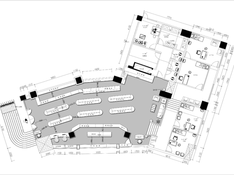  400㎡药房cad平面图 