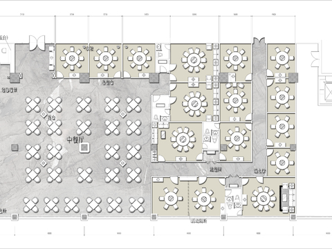  900㎡私房菜餐厅cad平面图 