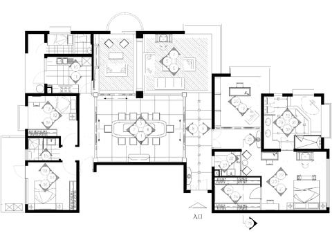  安柏丽晶家居平面cad施工图 