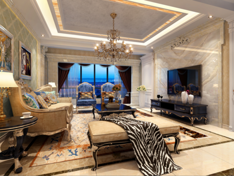  东湖雅苑欧式客餐厅卧室CAD施工图 