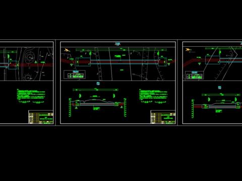  穿河穿路管道顶管 跨河倒虹吸CAD施工图 