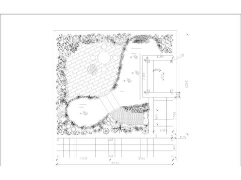  别墅庭院cad平面图 