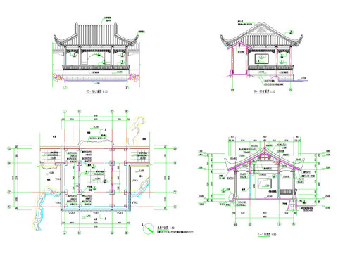  中式古典水榭节点大样 