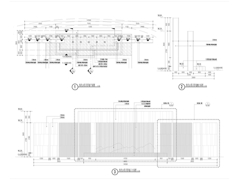  新中式特色水景及景墙详图cad大样图 