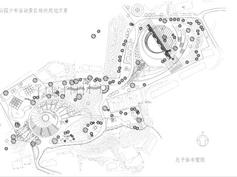  公园少年活动景区cad平面图 