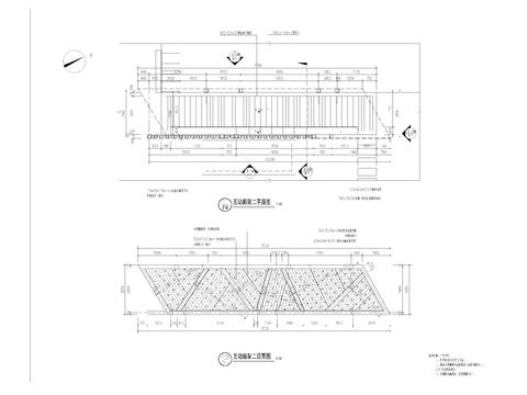  互动廊架详图 平面图剖面图  节点大样图 