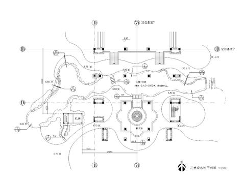  儿童戏水池平面及大样cad施工图 
