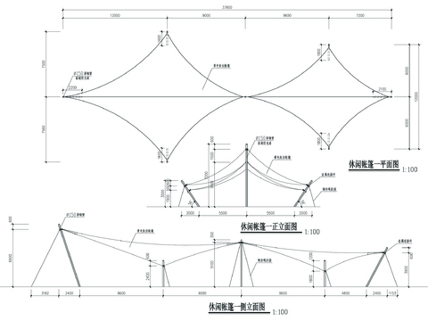  休闲帐篷cad大样图 