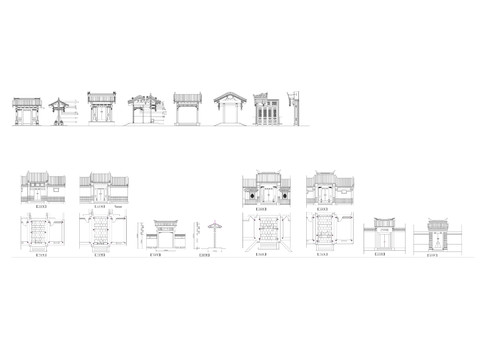  中式古典大门cad图纸 