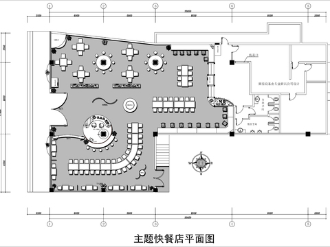  400㎡自助餐厅cad平面图 