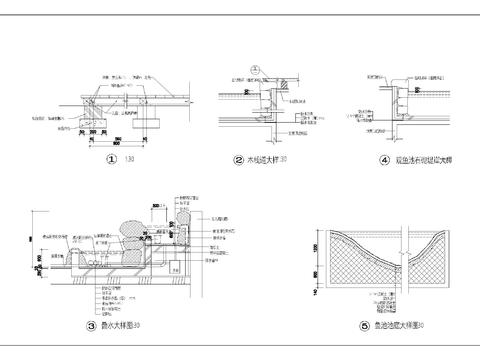  水池&木栈道cad大样图 
