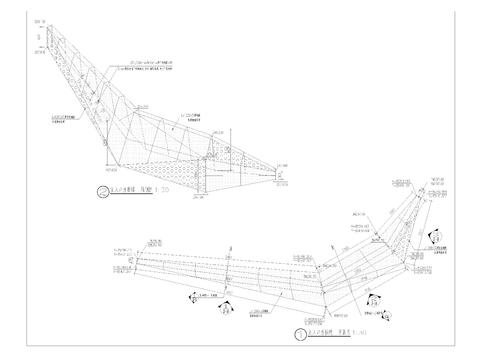  主入口折板墙及条形矮墙cad大样图 