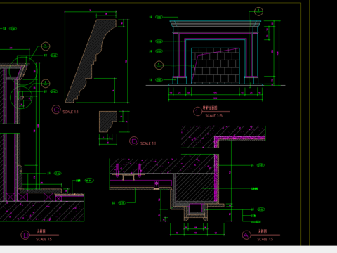 壁炉cad大样图 