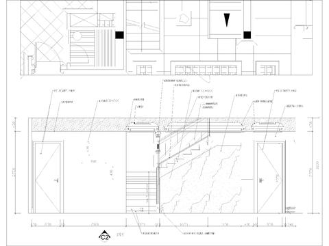  现代中式楼梯间cad立面图 