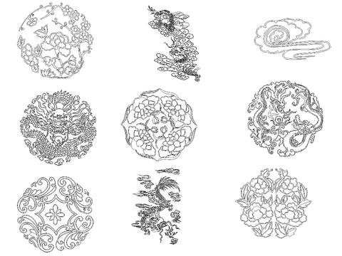  龙凤祥云CAD图库 