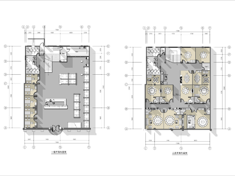 两层800㎡火锅店cad平面图 