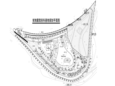  坡地露营房车基地cad平面图 
