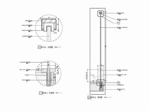  钢化玻璃栏杆及扶手cad大样图 