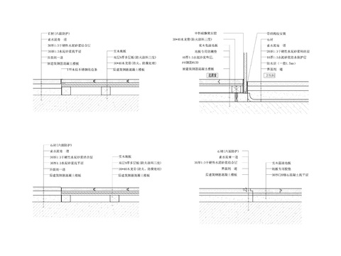  石材实木地板相接收口剖面节点大样图 