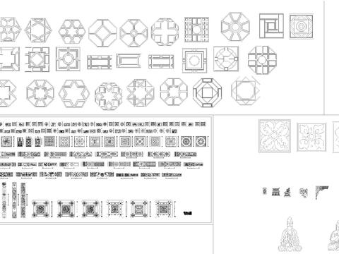  中式屏风隔断常用cad图库 
