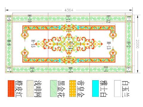  经典欧式水刀拼花地面cad图库 