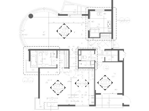  样板房家装cad平面图 