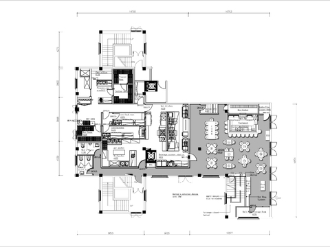  400㎡西餐厅cad平面图 