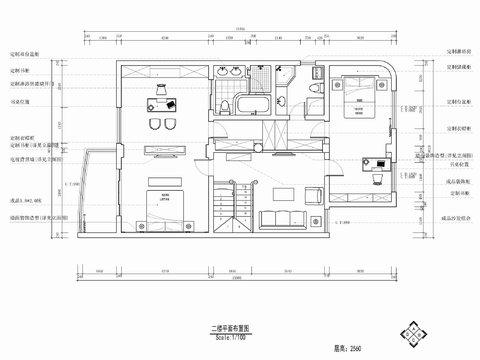  兩層小別墅家裝室內(nèi)cad施工圖 