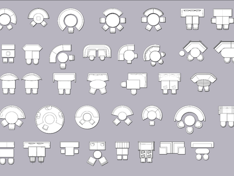  餐饮沙发卡座桌椅CAD图库 