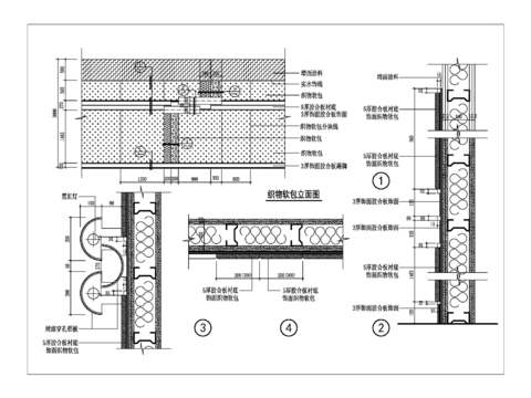  织物软包造型墙CAD施工图 