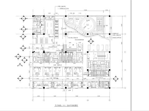  1260㎡ 汤泉 洗浴 水疗 休闲会所cad施工图 