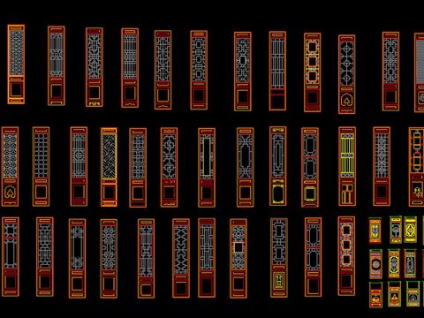  中式雕花屏风cad图库 