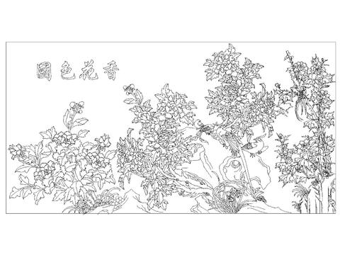  富贵花开国色天香牡丹花cad图库 