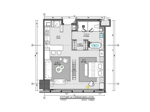  75㎡公寓樣板間家裝cad施工圖 
