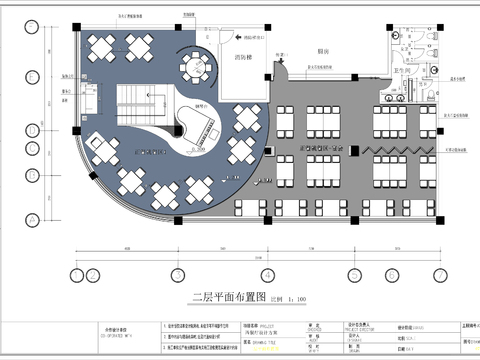  500㎡两层音乐西餐厅cad平面图 