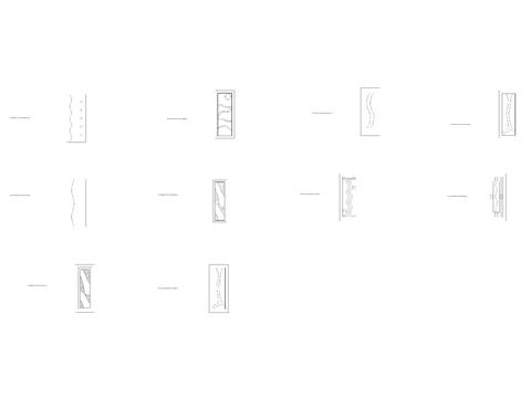  现代波浪纹理隔断 屏风cad图库 