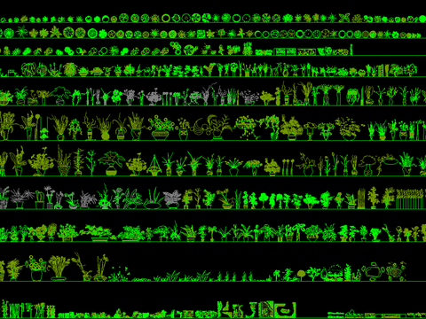  竹子梅兰竹菊竹叶栅栏篱笆CAD图 